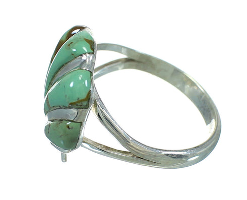 Southwestern Turquoise Inlay Sterling Silver Seashell Ring Size 6-1/2 AX86428